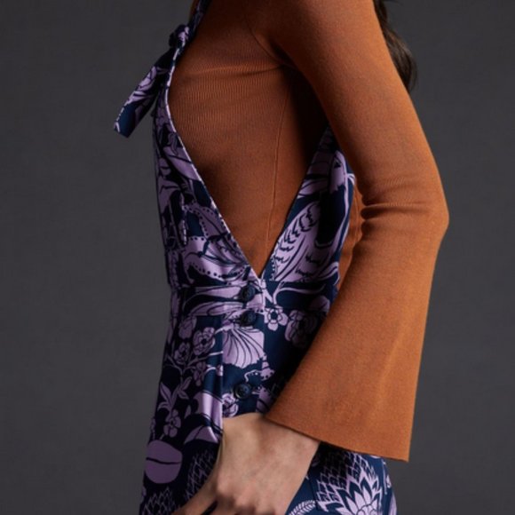 Farm Rio Anthropologie M NWT Wide Leg Overalls Jumpsuit Toucans Medium Blue - Picture 5 of 8